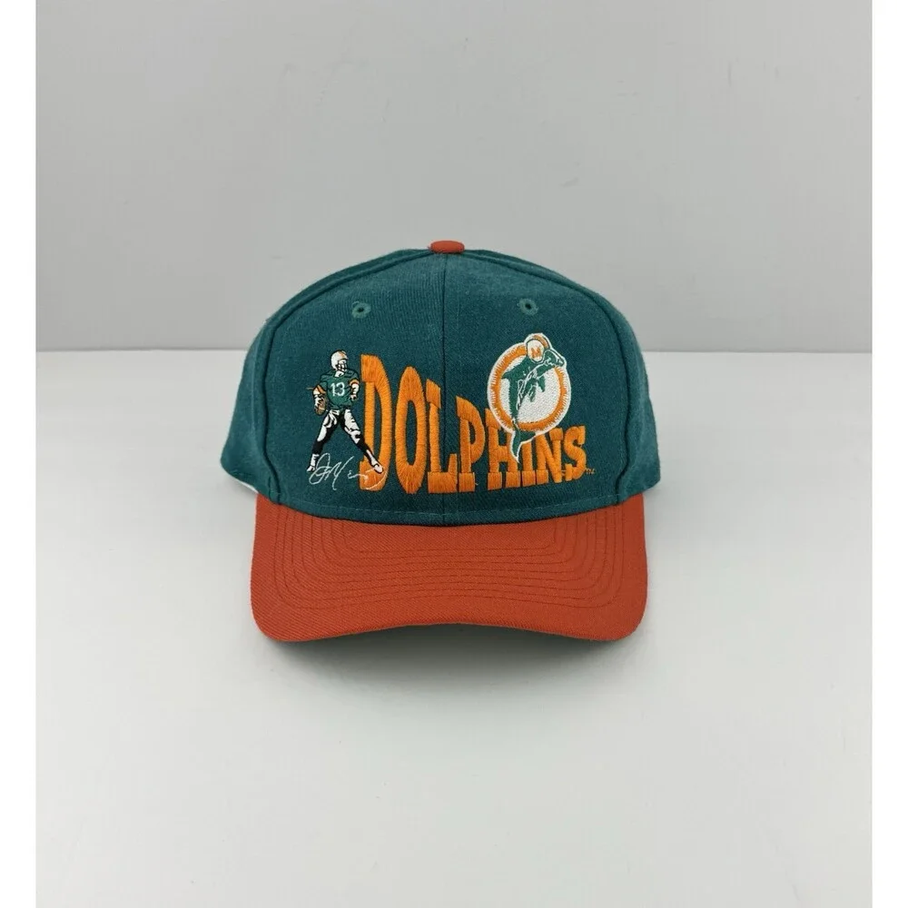 Vintage 90s DAN MARINO Miami Dolphins Snapback Hat Football Teal Team NFL Rare!